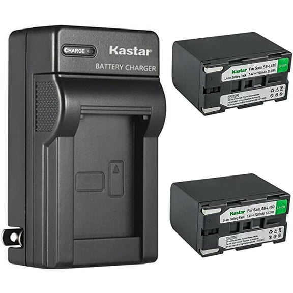 Kastar 2-Pack SB-L480 Battery and AC Wall Charger Replacement for Samsung VP-W80, VP-W80U, VP-W87, VP-W87D, VP-W90, VP-W95D, VP-W97, SC-L520, SC-L530, SC-L550, SC-L600, SC-L610, SC-L630 Camera