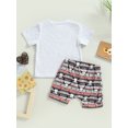 thumbnail image 4 of Cenuakty Toddler Boys Clothes, Short Sleeve Round Neck Letters Print Tops Drawstring Short Pants Casual Outfits, 4 of 8