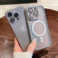 thumbnail image 2 of Matte Case For iPhone 15 14 13 12 11 Pro Max Plus Clear For Magsafe Magnetic Wireless Charge Lens Protection Frosted Cover funda, 2 of 7