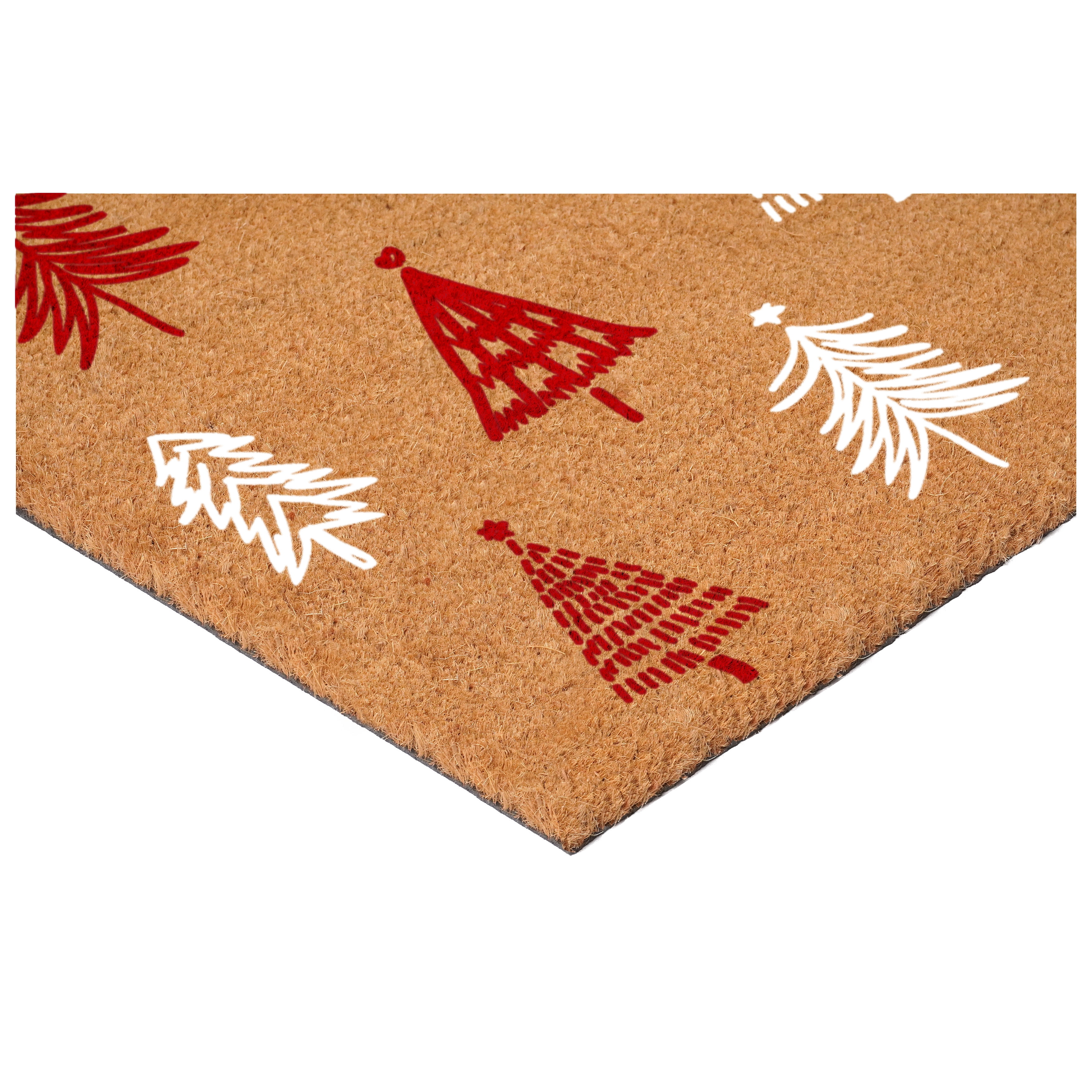 Red White Christmas Tree Farm Doormat 17" x 29"