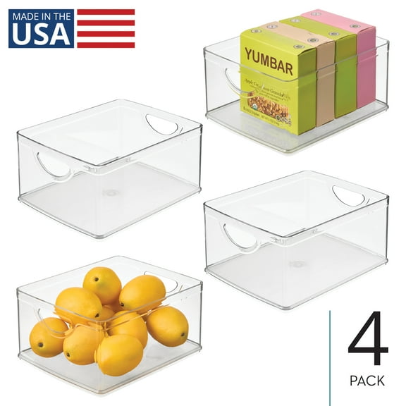 Stackable Storage Bin with Handles - Storage Bins for Kitchen and Pantry - Ideal for Cabinets or Fridge - Made in USA