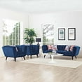 thumbnail image 3 of Modern Contemporary Urban Design Living Room Lounge Club Lobby Armchair and Sofa Set, Velvet Fabric, Navy Blue, 3 of 6