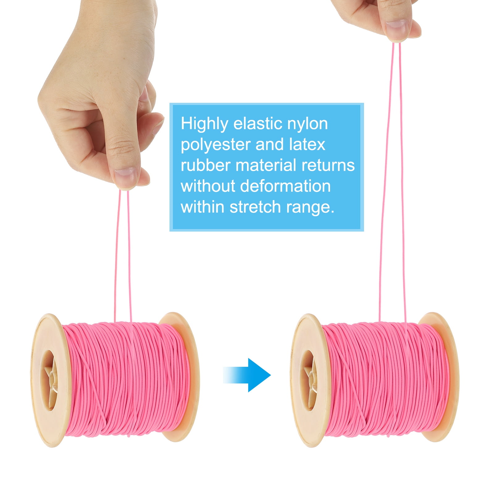 Uxcell Elastic Cord, 2 mm Stretchy Elastic String 77 Yards for Jewelry Making, Necklaces, Beading and Crafts DIY, Rose Red