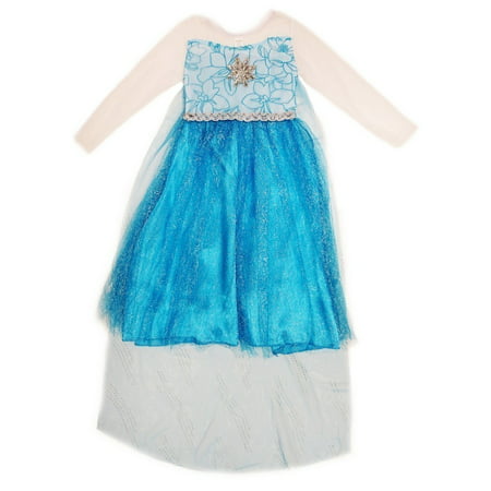 Wenchoice Girls Blue Glitter Princess Elsa Halloween Dress