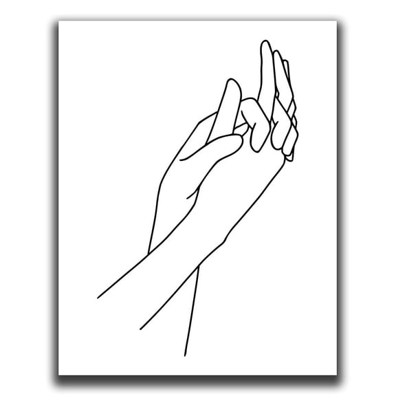 K&L DESIGN CO. Minimalist Holding Hands Wall Art - 11x14" Unframed Print, Black and White