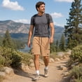 thumbnail image 5 of Men’s Cargo Shorts, 100% Polyester Elastic Waist Drawstring Shorts with Multi Pockets, Loose Fit Knee Length Casual Shorts for Summer Travel Outdoor Wear, 5 of 7