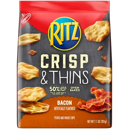 Ritz Crisp & Thins Bacon flavor Chips, 7.1 Ounce (Best Way To Get Crispy Bacon)