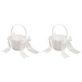 thumbnail image 1 of Paquete de 2 cestas blancas para niñas con flores, cestas para bodas, bonitas cestas de satén para niñas con flores, 1 of 8
