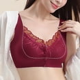 thumbnail image 5 of Women Plus Size Wireless Bra, Front Closure, Fixed Cups, Gathered Support, Seamless Beauty Back Comfort Daily Underwear Red-A L(L), 5 of 6