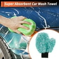 thumbnail image 2 of Unique Bargains 1 Pc Car Wash Towel Plush Car Cleaning Wiping Dryer Car Washing Tool 27x22x1cm Green White Black, 2 of 6