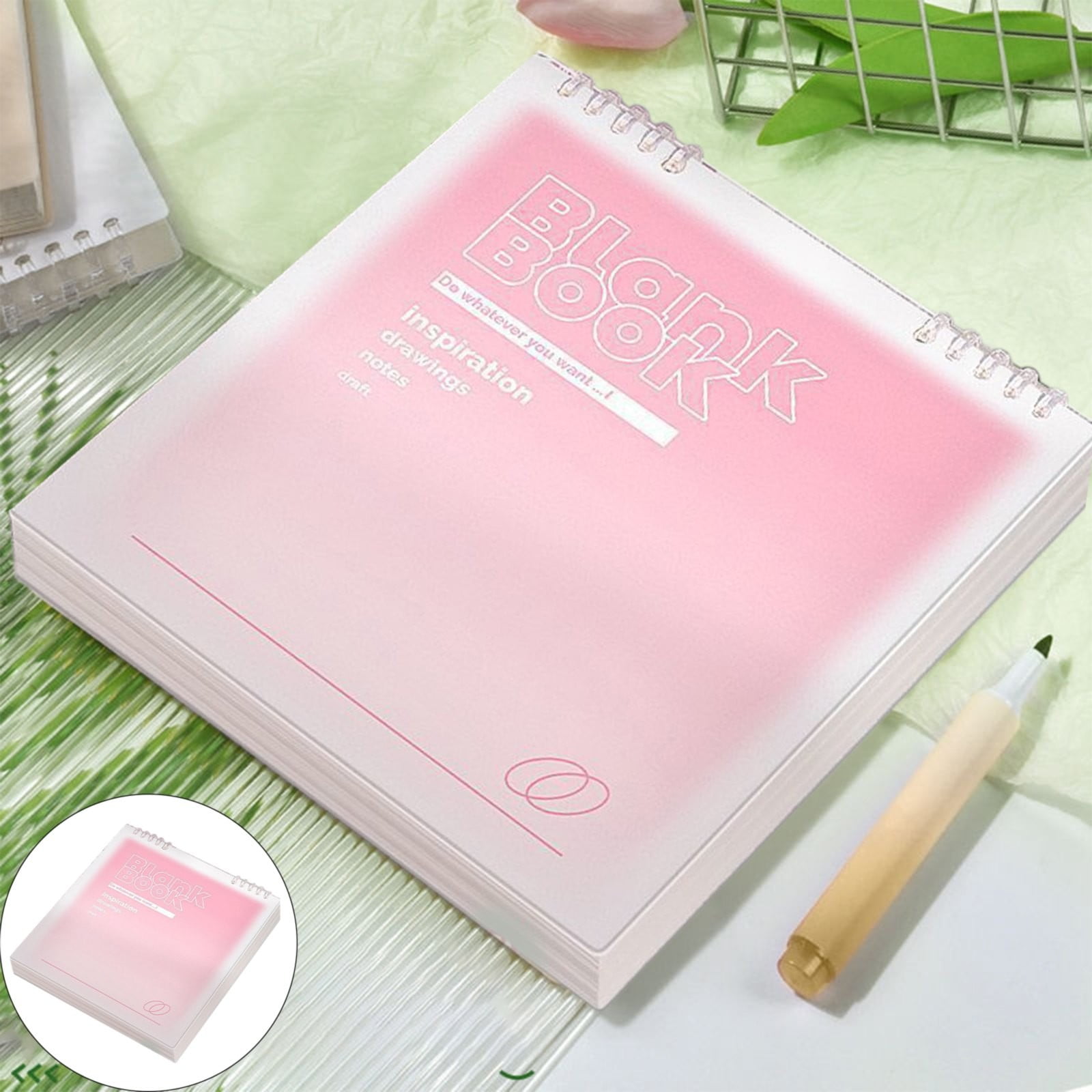 VKLU 1Pc Cute Square Loose-leaf Journal, Refillable Personal Organizer with Translucent Cover, Aesthetic Writing Pad for, Pink