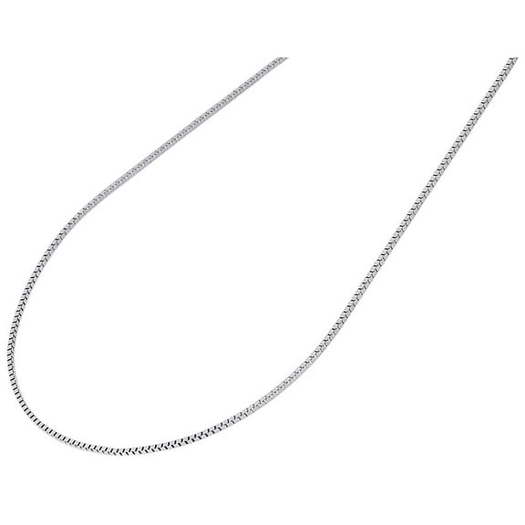 10K White Gold 1MM Solid Box Chain Necklace 16" Length