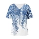 thumbnail image 4 of ICHUANYI Clearance Women Fashion Summer Sexy Fold Printed Regular Women Short Sleeves V Neck Button Top(Blue, L) ICHUANYI WER2023081018238, 4 of 5