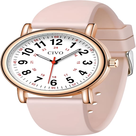 DESIGNICE Nurse Watch with Red Second Hand, Waterproof Analog
