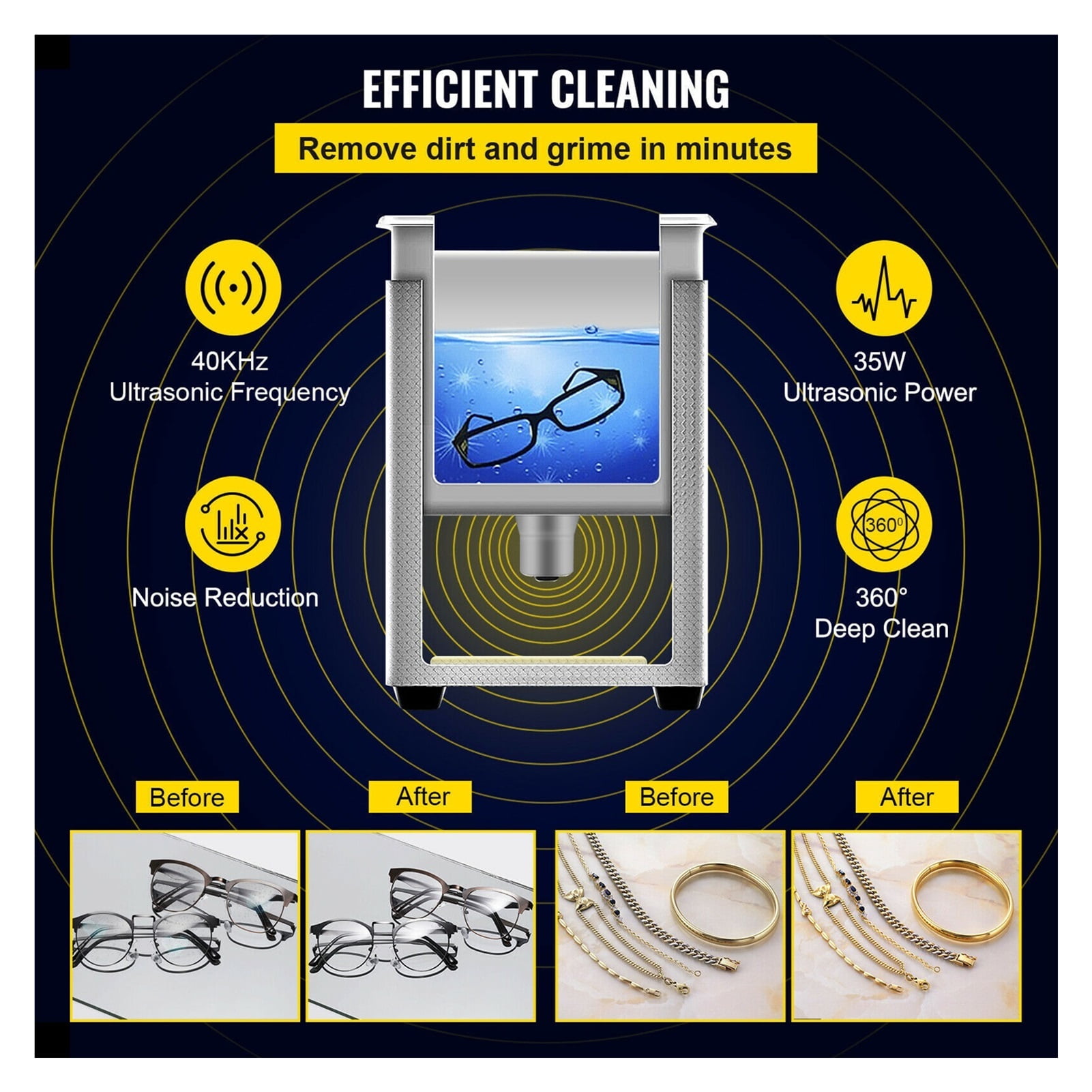 800ml Ultrasonic Cleaner Portable Washing Machine 35W Mini Dishwasher Lave-Dishes Ultrasound Bath Sonic For Home Appliance ,Strong Cleaning
