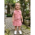 thumbnail image 6 of BemeyourBBs Western Toddler Baby Girls Cowgirl Clothes Infant Baby Girl Summer Denim Outfit Solid Color Sleeveless Denim Tank Jacket Tops With Ruffle Jeans Pleated Skirt Set, 6 of 9