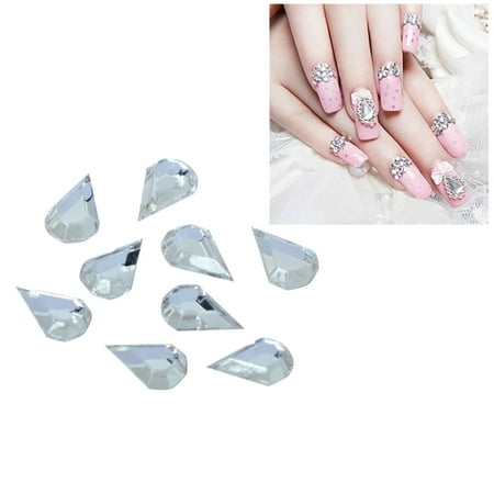 Zodaca Water Drop 5x7mm 10pcs Nail Art 3D Crystal Decorations Glitters Sticker Tips ManicureDIY