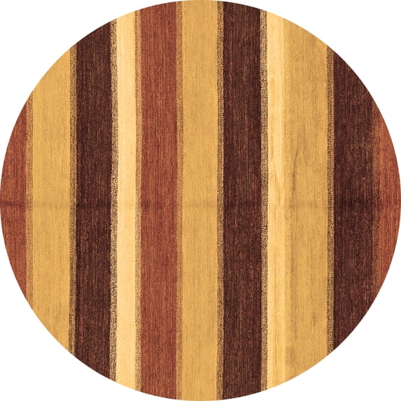 Ahgly Company Indoor Round Abstract Brown Modern Area Rugs, 3' Round