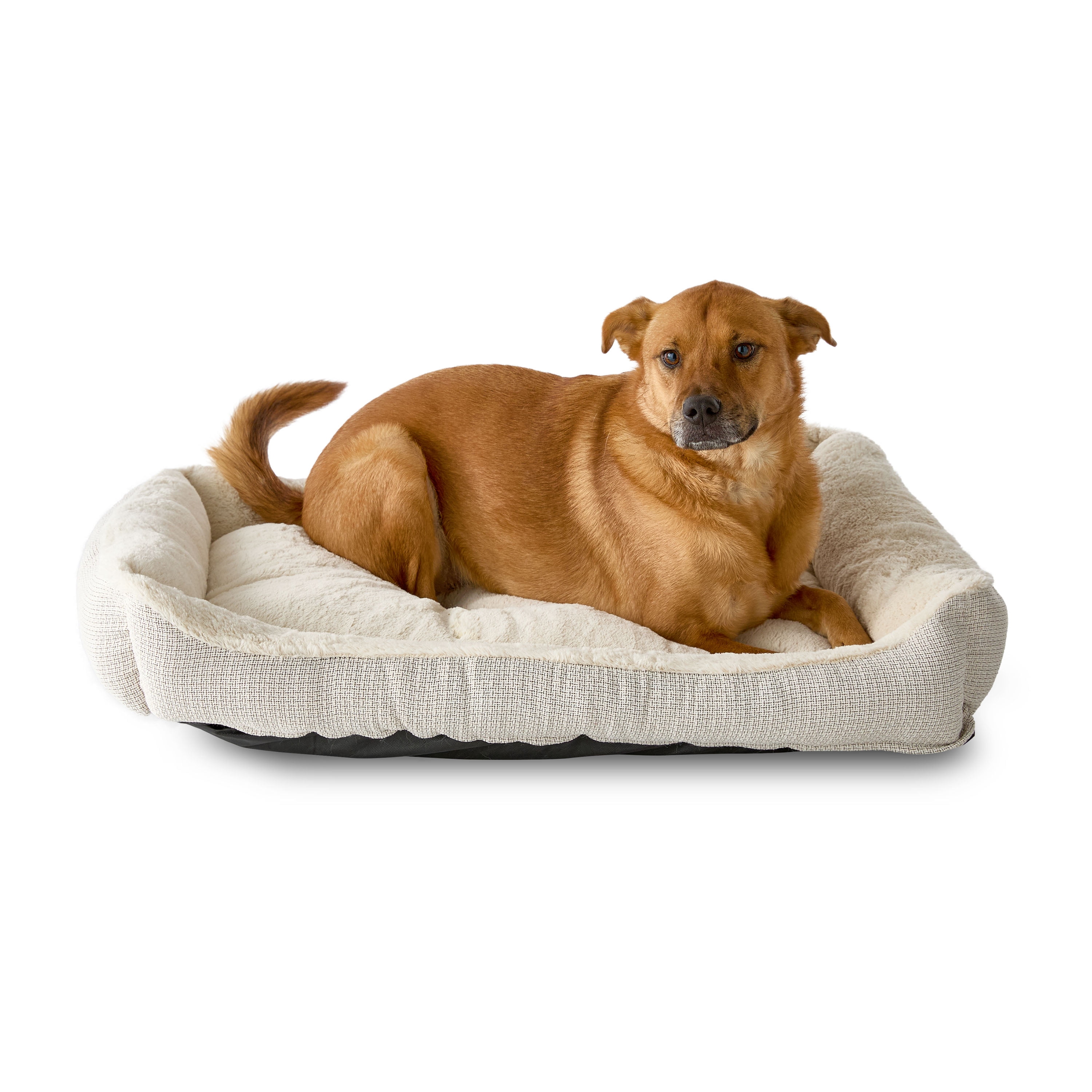 Vibrant Life Large Luxe Cuddler Dog Bed, Cream, 27" x 36"