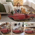 thumbnail image 6 of Farm Sheep Animal Round Living Room Rugs 5 ft, Vintage Red Truck Daisy Brown Tree House Washable Area Rug with Non-Slip Sturdy Edge Binding Round Carpet for Entryway Kitchen Bedroom Bathroom, 6 of 9