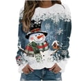 thumbnail image 2 of Frostluinai Womens Long Sleeve T Shirts Round Neck Christmas Tops Funny Snowman Print Fall Pullover Plus Size Comzy Shirts Merry Christmas, 2 of 4
