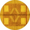 thumbnail image 1 of Ahgly Company Machine Washable Indoor Round Abstract Yellow Modern Area Rugs, 5' Round, 1 of 4