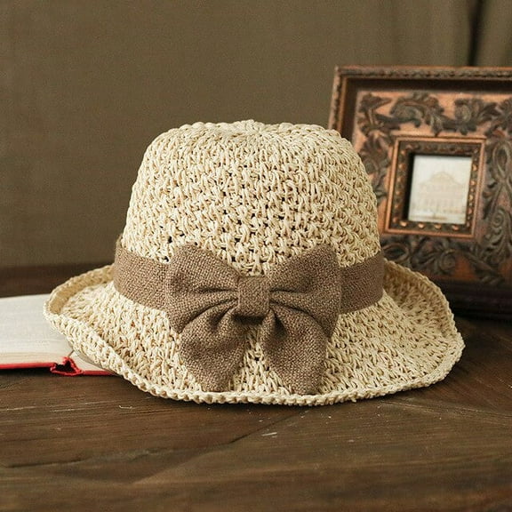 COCOpeaunt New Summer Women Straw Hat Bowknot Wide Brim Floppy Panama Hats Female Lady Outdoor Foldable Beach Sun Cap Girls Gift