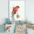 thumbnail image 2 of Designart 'Red Bullfinch Bird Sitting On A Branch' Traditional Framed Canvas Wall Art Print, 2 of 5