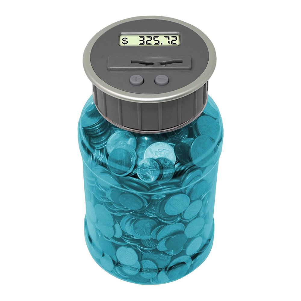 DE Digital Coin Counter Pennies Nickles Dimes Quarter Savings Jar