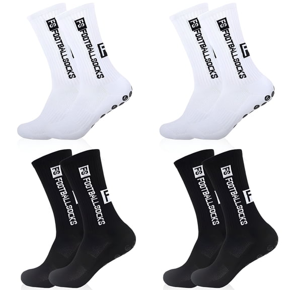 TELOLY 4 Pack Grip Socks Football Silicone Suction Cup Anti-Slip Socks, Anti-Slip Socks for Men Women, Suitable for Basketball Rugby Yoga Hiking