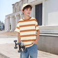 thumbnail image 2 of EnJoCho Boys Striped T Shirt Summer Cute Crew Neck Short Sleeve Tops Tween Cotton Casual Basic Soft Oversized Trendy Light Tees Boys Oversized Cotton T Shirt, 2 of 7