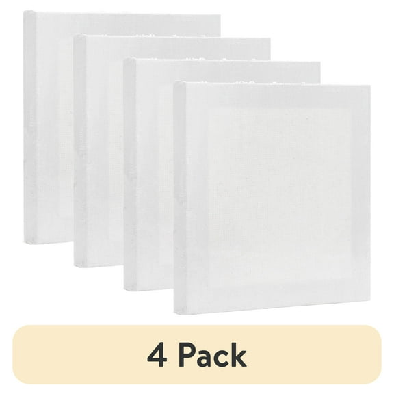 (4 pack) Mini Studio Canvas, 100% Cotton Acid Free White Canvas, 4"X4", 1 Piece, Academic Canvas, Great Chioce for Beginners and Hobbyists of All Skill Levels.