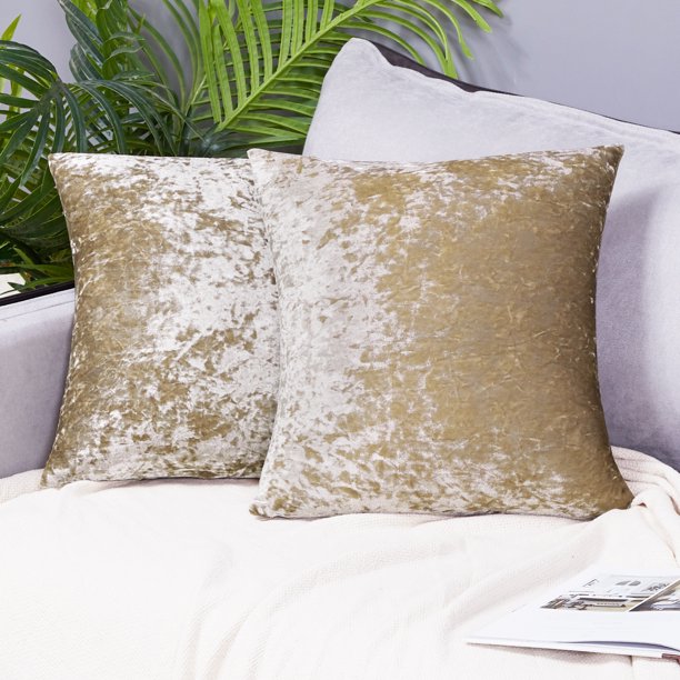 Deconovo Decorative Crushed Velvet Cushion Covers Square Throw Pillow