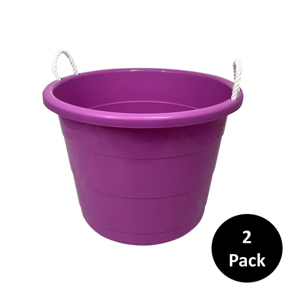Homz 17 Gallon RopeHandled Storage Tub, Purple, Set of 2