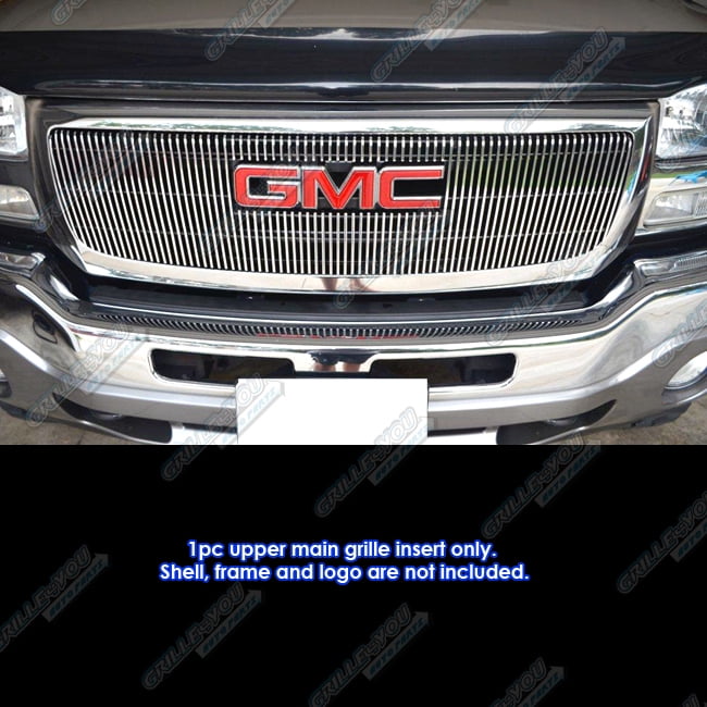 AUTEX Polished Horizontal Billet Main Upper Grille Grill G65771A Compatible With GMC Sierra 1500/1500HD/2500HD/3500 2003-2006 