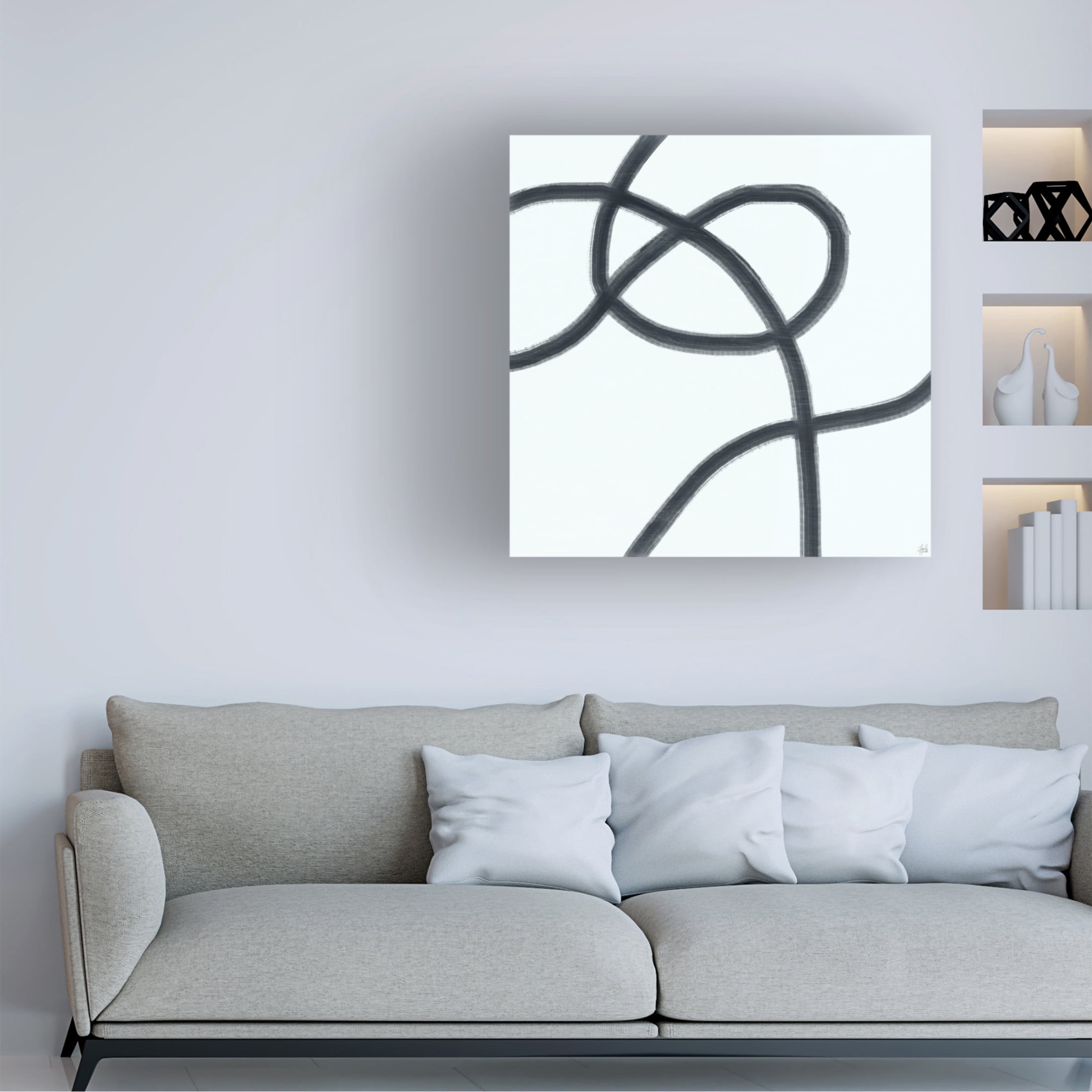 Canvas Wall Art - Line and Brush 'Single Wanderings 2' Wall Art for Living Room, Bedroom, or Office Décor by Trademark Fine Art - 35 x 35 Inches