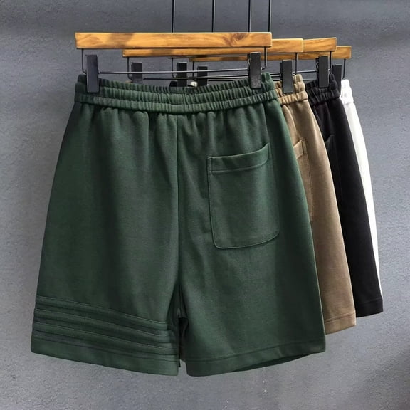 2025 three-bar design high-end heavyweight sports casual shorts men's pants summer loose shorts American sweatpants