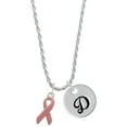 thumbnail image 1 of Delight Jewelry Silvertone Pink Ribbon Silvertone Script Initial Disc - D - Charm Necklace, 20"+3", 1 of 4