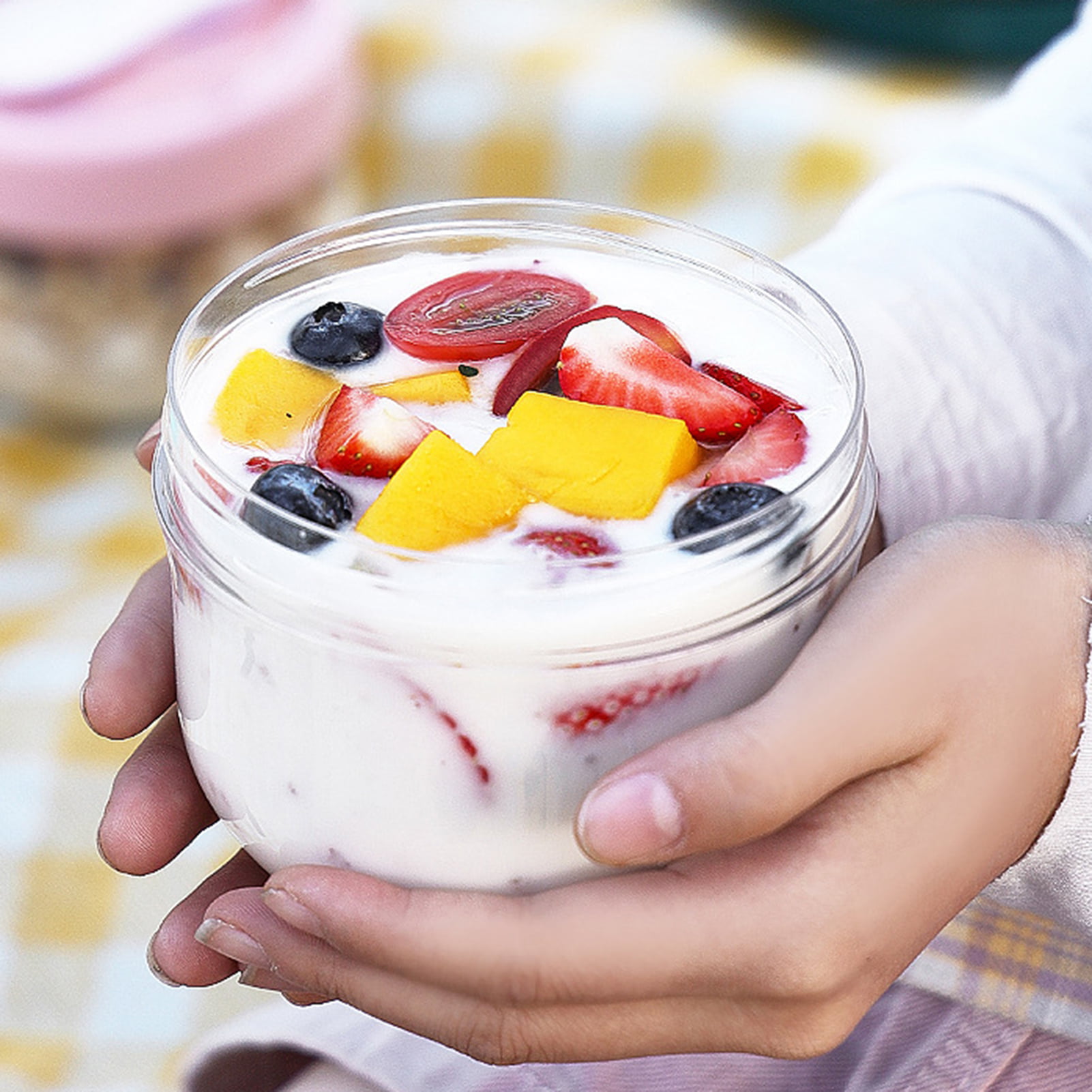 Milk Cup Glass Breakfast Jar Oats Container Yogurt Pot Overnight