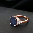 thumbnail image 4 of Gem Stone King 18K Rose Gold Plated Silver Ring Oval Blue Sapphire and Moissanite (6.95 Cttw, Size 9), 4 of 4