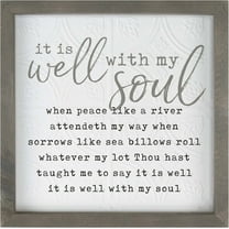 P. Graham Dunn It is Well with My Soul Lyrics 12.25 x 12.25 Inch Pine Wood Framed Textured Wall Plaque