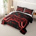 thumbnail image 3 of Erosebridal Bright Gamepad Twin Quilt Set,Red Gaming Plaid Twin Coverlet Set For Boys,2-Piece, 3 of 5