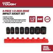 Hyper Tough 9-Piece 1/2-inch Drive Impact Socket Set (SAE)