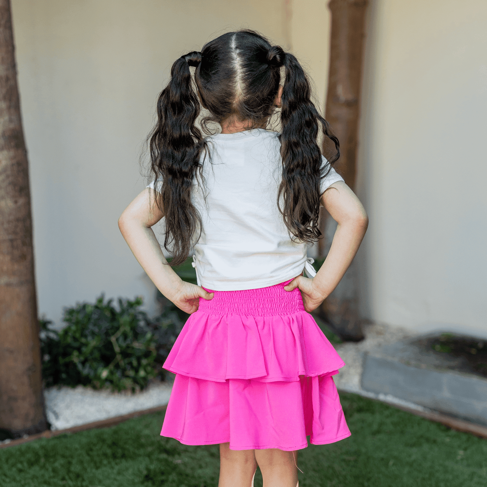Barbie Girls Dress Cotton Drawstring Short Sleeves Top with Smocking Skirt Set Sizes 3-13
