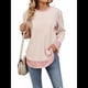 thumbnail image 2 of Sudadera de Mujer de Larga con Cuello Redondo y Rayas para Otoño. Rosa y XXL, 2 of 10