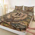thumbnail image 4 of Castle Fairy Vintage Hunting Monogram B King Sheets 4pcs,Freshwater Duck Buck Layout Bedding,Wood Tan,1 Fitted Sheet,1 Flat Sheet and 2 Pillowcases, 4 of 6