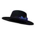 thumbnail image 3 of Slccxzc Elegant Fedora Hat with Floral Embellishment Retro Wide Brim Hat Panama Floppy Cap for Wedding Race Banquet Tea Parties, 3 of 7