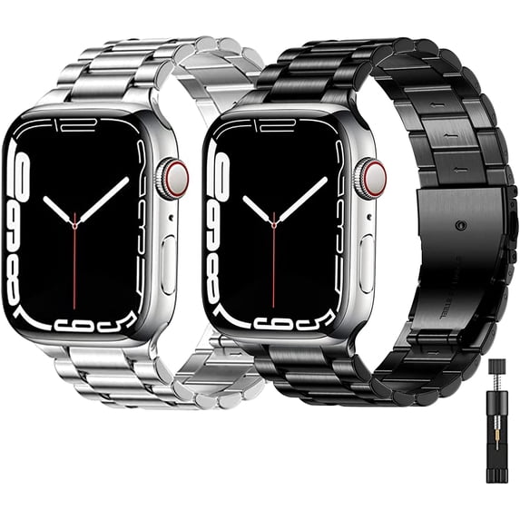 2Pack Metal Band Compatible with Apple Watch Band 38mm 40mm 41mm 42mm 44mm 45mm 49mm, Apple Watch Band Stainless Steel Mesh Loop Replacement Wristband Compatible with iWatch Series SE 8 7 6 5 4 3 2 1