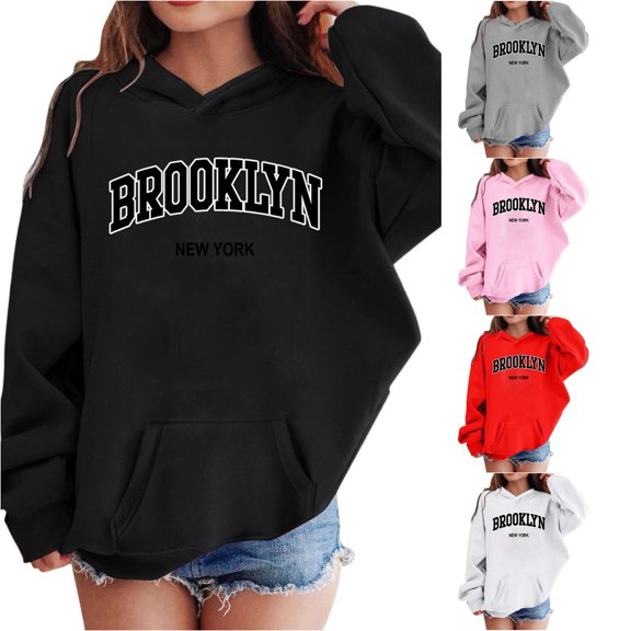 Vividxx Hoodies For Girls Casual Letter Print Long Sleeve Hoodies Cute Oversized Pocket Hooded Sweatshirt Comfortable 4-5 Years