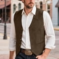 thumbnail image 4 of TOWED22 Men's Cowboy Suede Leather Vest Western Vest Cowhide Suede Waistcoat Men Vests(Coffee,S), 4 of 9